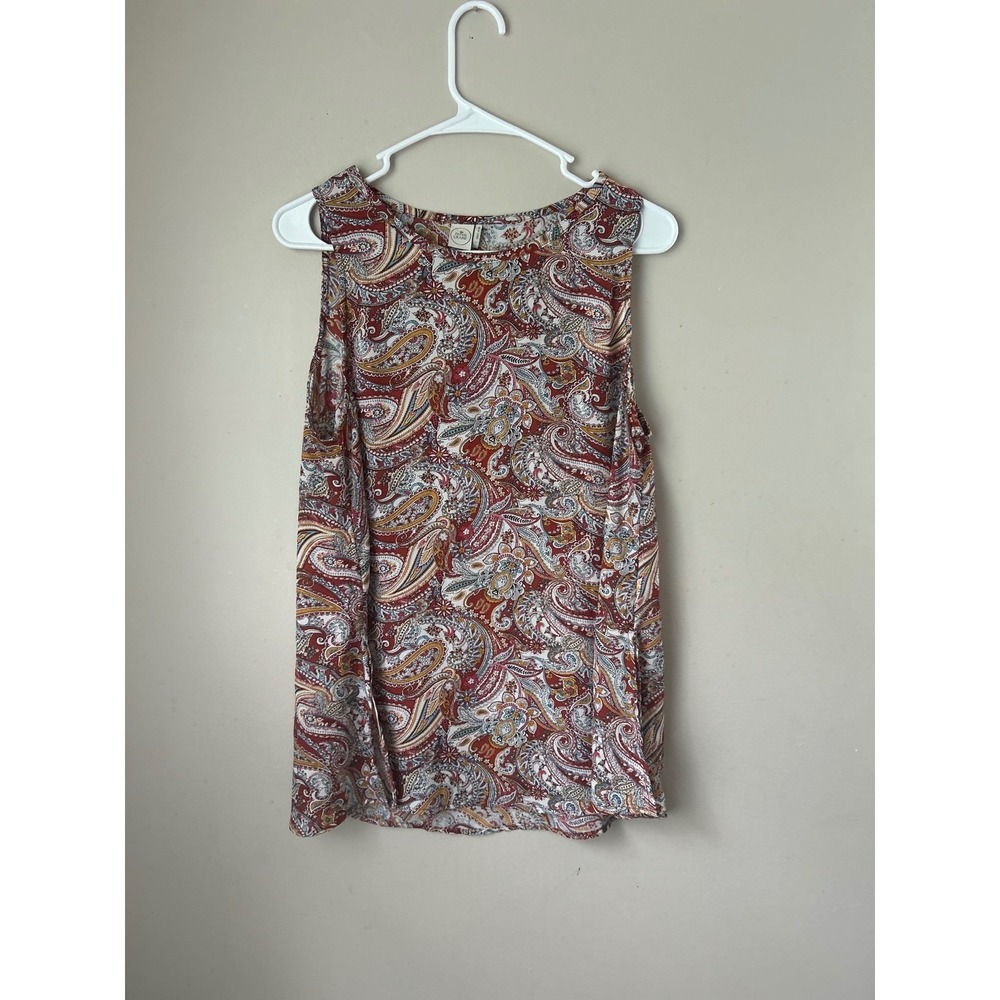 Paper Crane Paisley Print Tank Top Sleeveless Blouse Womens Size L Boho Summer